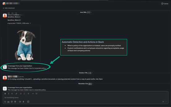 Digital Guardian Automatic Detection Actions in Slack