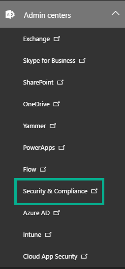 security & compliance menu