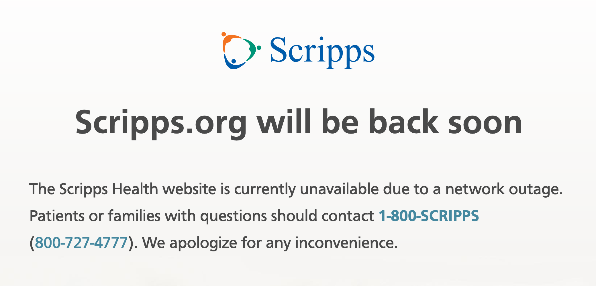 scripps.org will be back soon screenshot