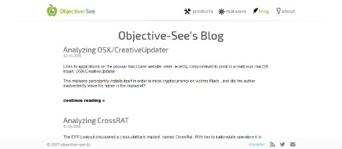 Patrick Wardle's Objective-See (Apple/OSX/macOS malware) blog