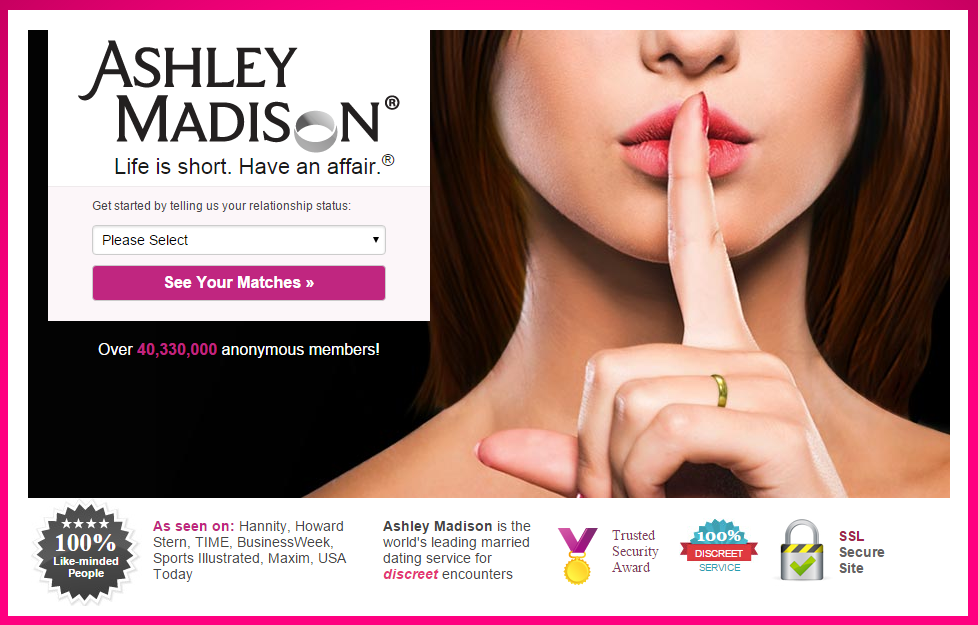 Ashley Madison Homepage, August 18, 2015