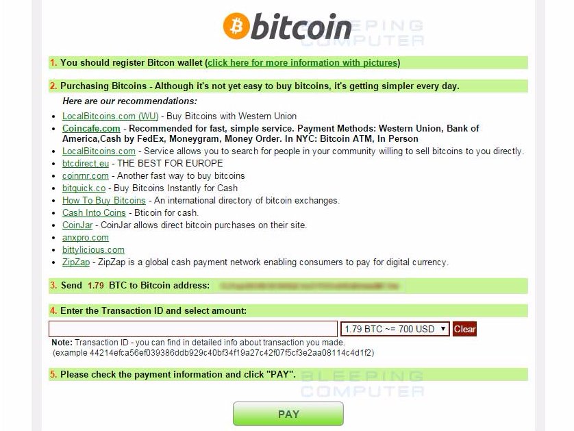 CryptoWall 4 Bitcoin Payment Instructions