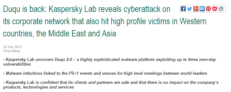 Kaspersky Duqu 2.0 Cyber Attack Disclosure